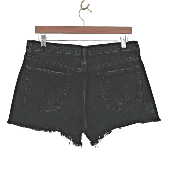 Free People We The Free Sofia Jean Shorts Sz 31 Black 2" Distressed Denim - Picture 7 of 11